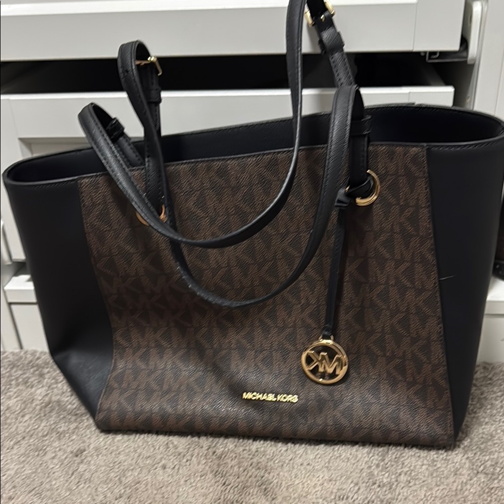 Michael Kors Black and Brown Tote Bag